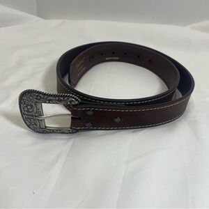 Ariat Brown Leather Belt with Silver Buckle. Limited edition buckle. 46in. Used